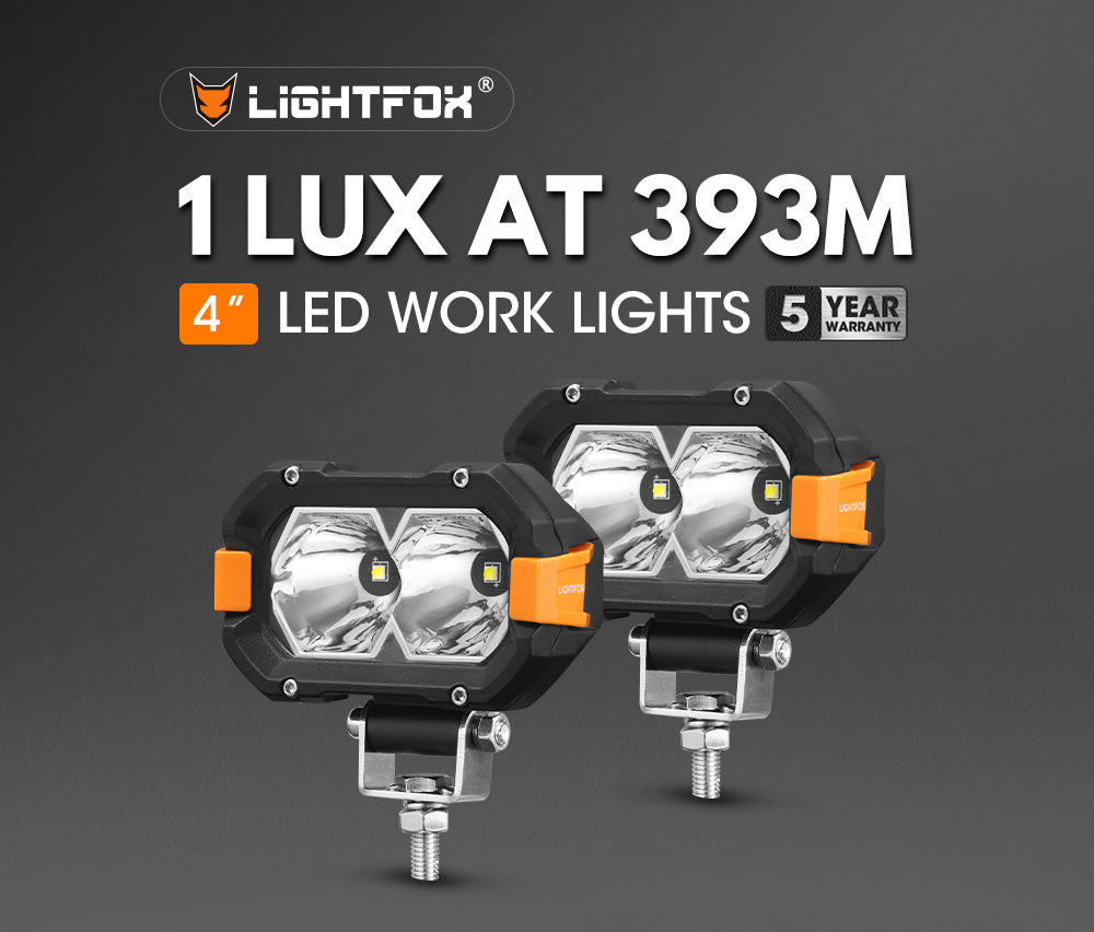 Lightfox Pair 4-Inch Osram LED Work Lights, 4,600 Lumens, 393m Beam
