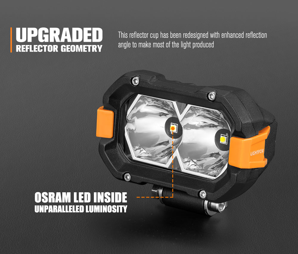 Lightfox Pair 4-Inch Osram LED Work Lights, 4,600 Lumens, 393m Beam