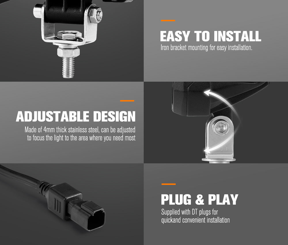 Lightfox Pair 4-Inch Osram LED Work Lights, 4,600 Lumens, 393m Beam