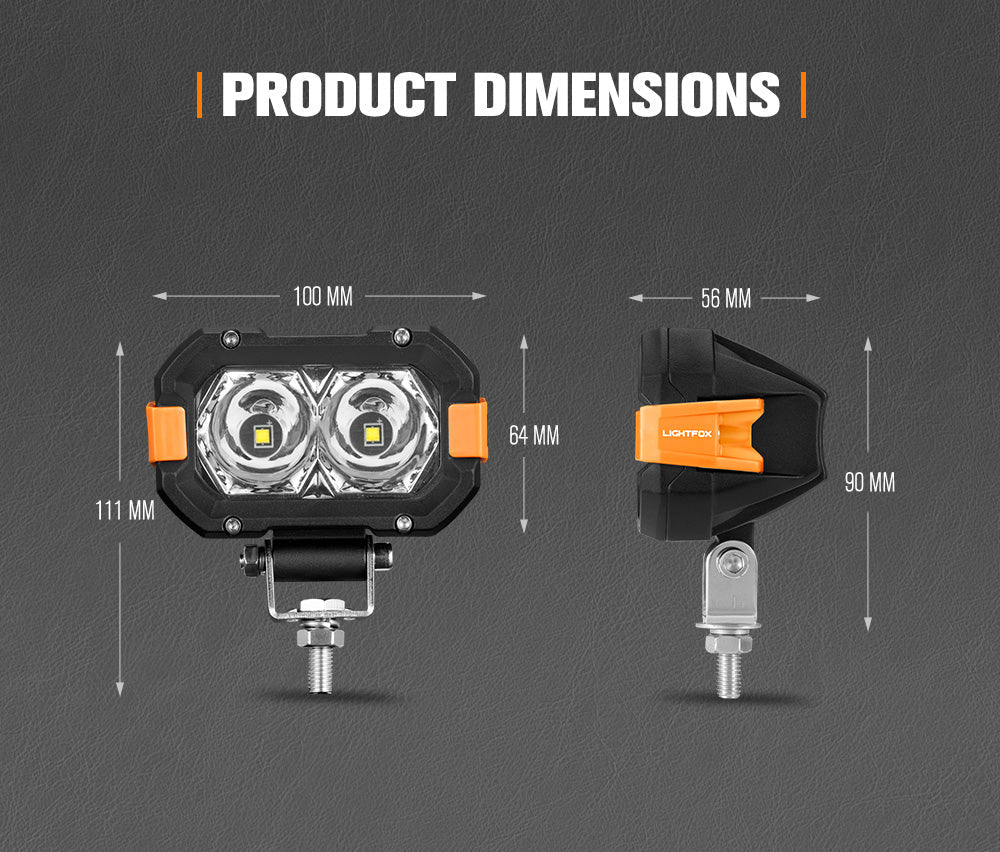 Lightfox Pair 4-Inch Osram LED Work Lights, 4,600 Lumens, 393m Beam