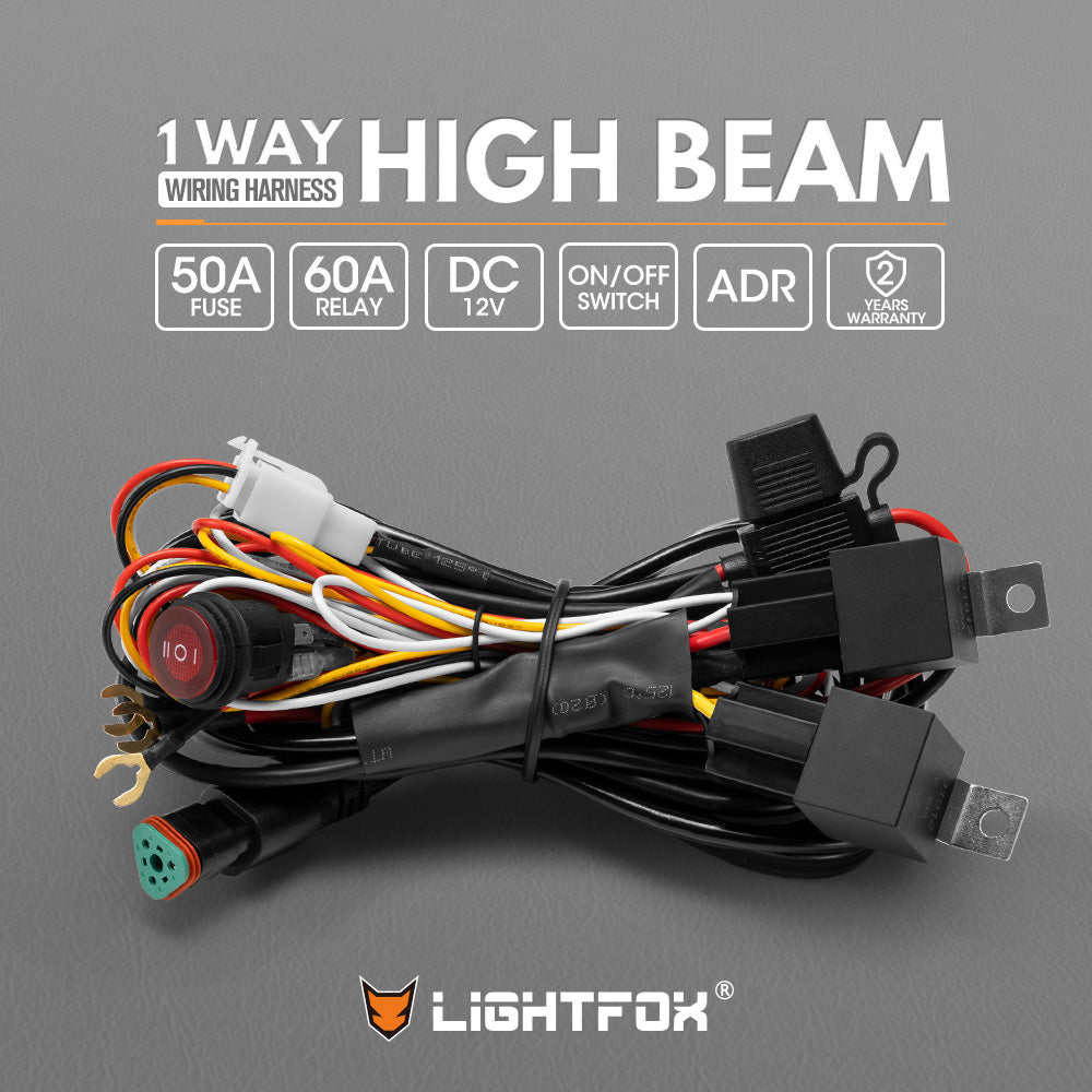 Lightfox High Beam Wiring Harness DT 3-Pin Connector LED Pod Light Kit