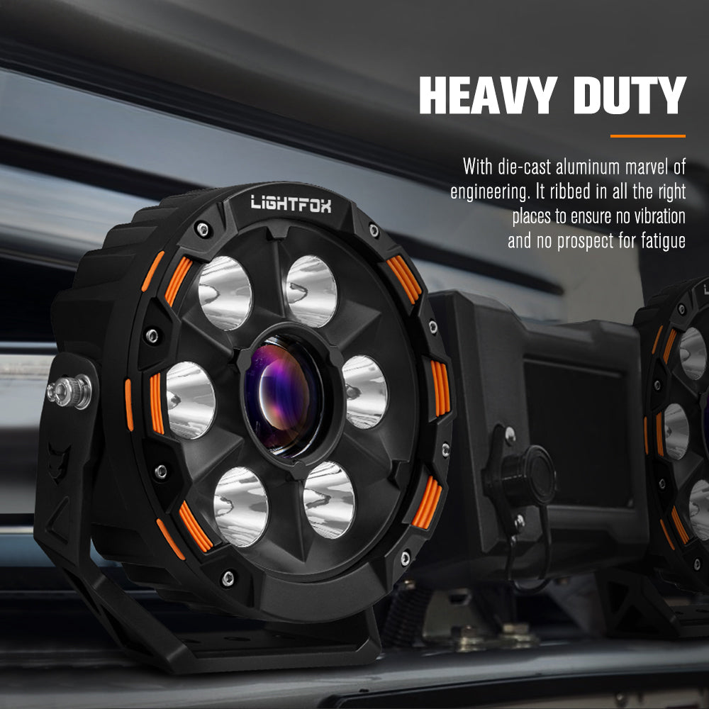 Lightfox 7-inch Laser LED Driving Lights: Extreme Range, Waterproof, Off-Road Performance