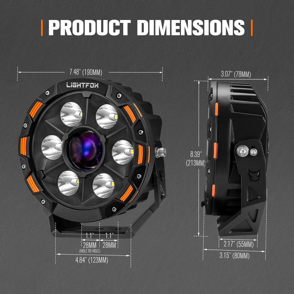 Lightfox 7-inch Laser LED Driving Lights: Extreme Range, Waterproof, Off-Road Performance