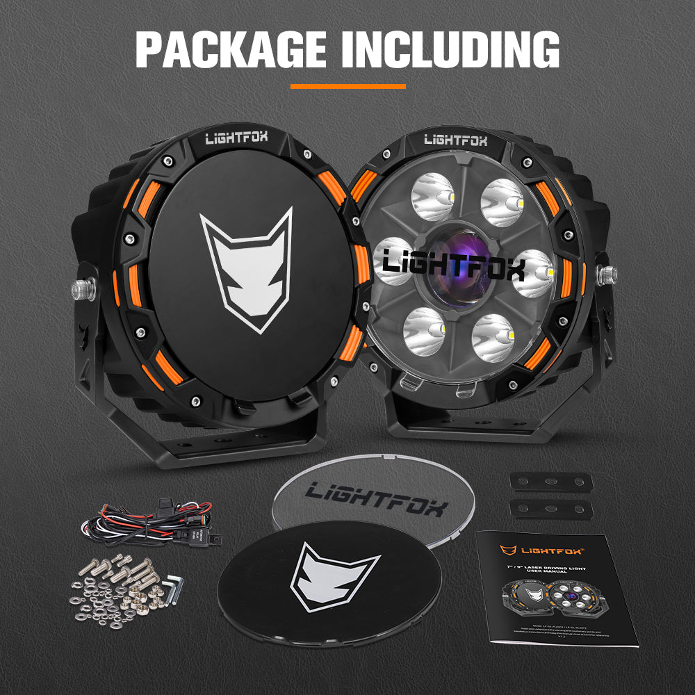 Lightfox 7-inch Laser LED Driving Lights: Extreme Range, Waterproof, Off-Road Performance