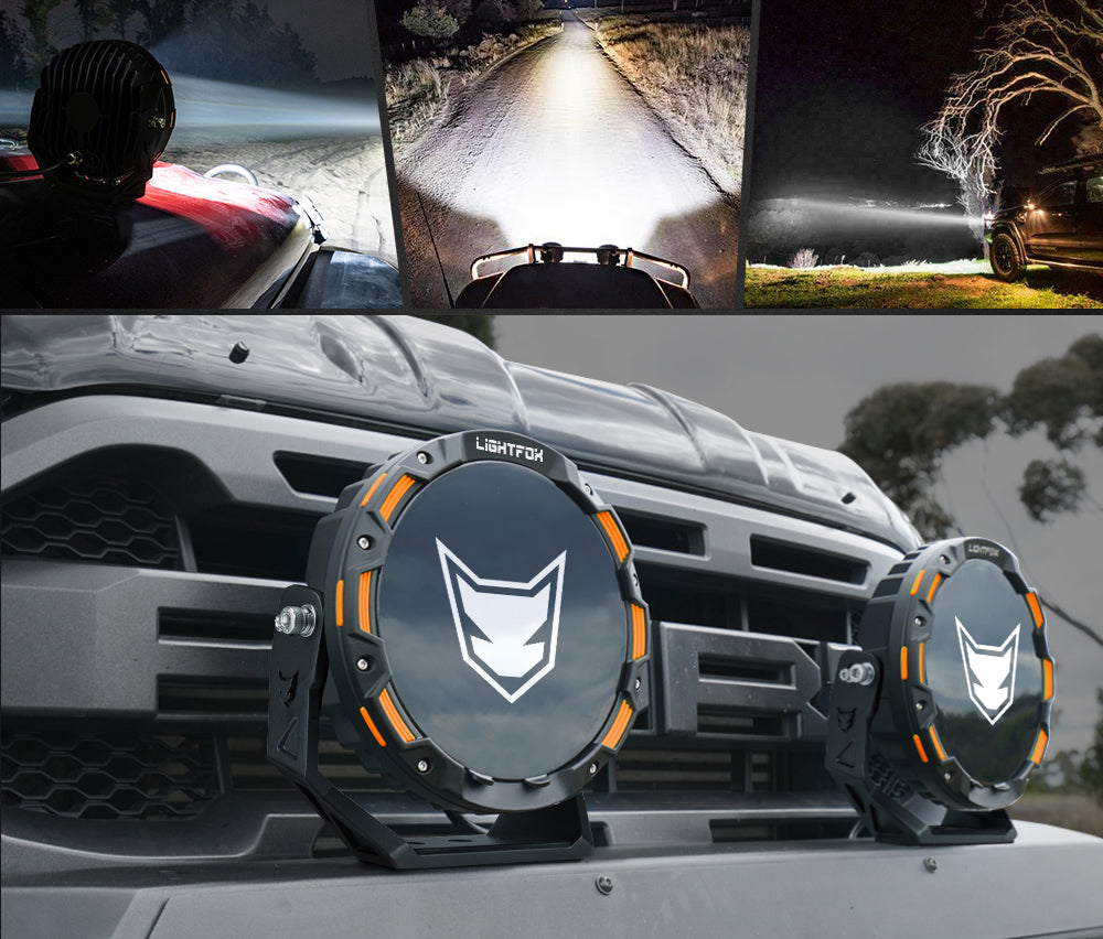 Lightfox 9-Inch Laser LED Driving Lights: 7,302ft Range, 15,046 Lumens, IP68