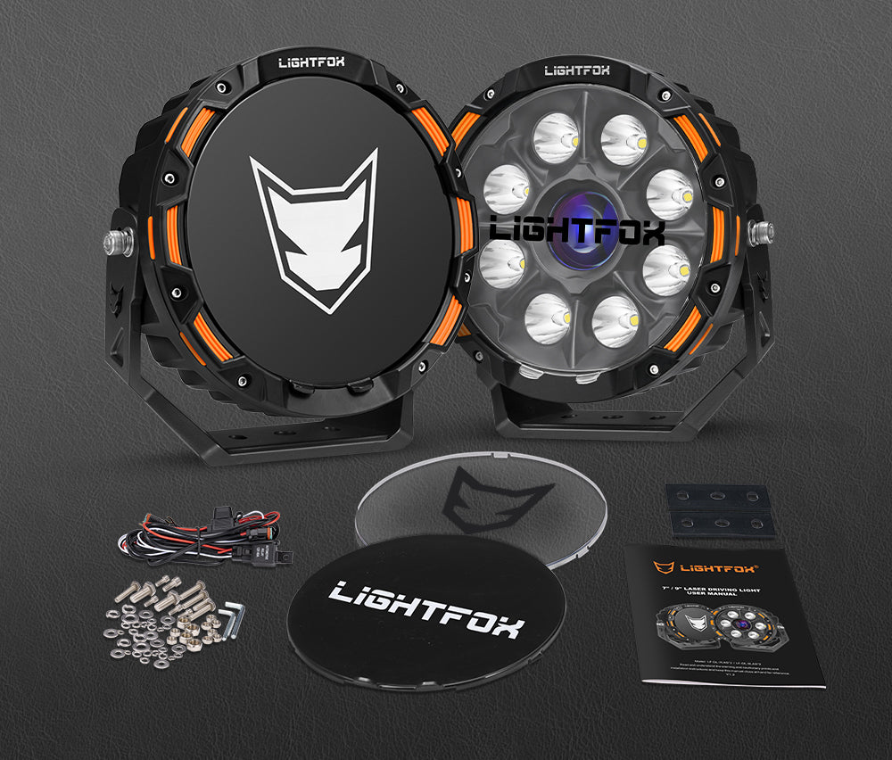Lightfox 9-Inch Laser LED Driving Lights: 7,302ft Range, 15,046 Lumens, IP68