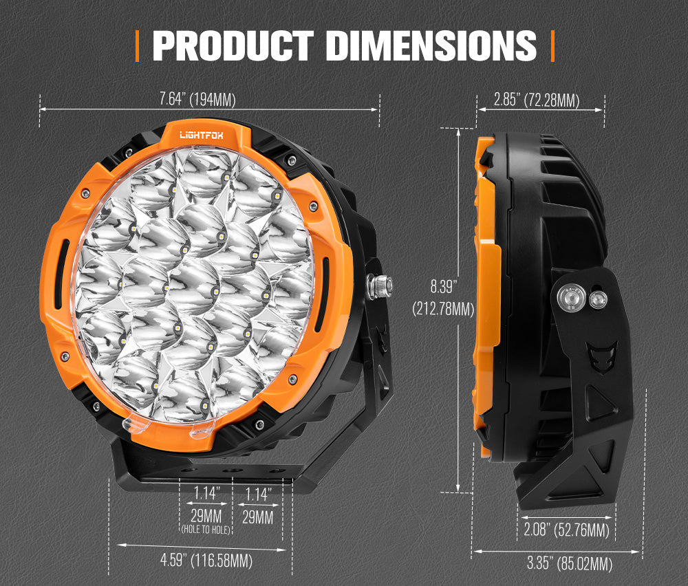 Lightfox 7-inch LED Driving Light: 13,600 Lumens, 5512ft Beam, IP68 Waterproof