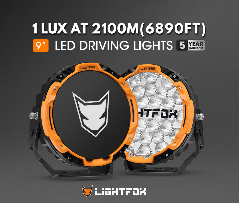 Lightfox 9-Inch High-Performance LED Driving Lights for Off-Road Adventure Vehicles