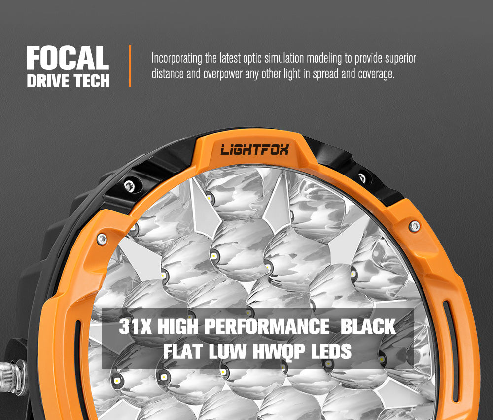 Lightfox 9-Inch High-Performance LED Driving Lights for Off-Road Adventure Vehicles