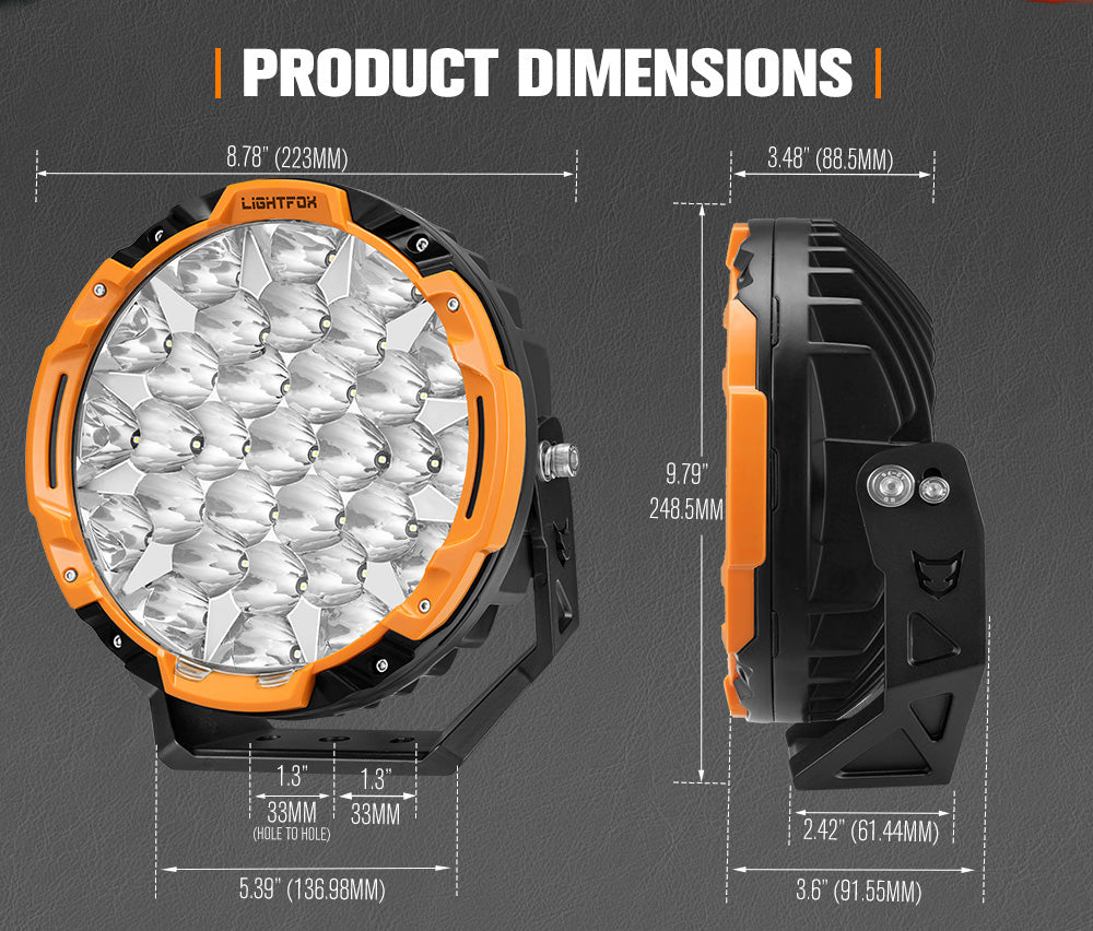 Lightfox 9-Inch High-Performance LED Driving Lights for Off-Road Adventure Vehicles