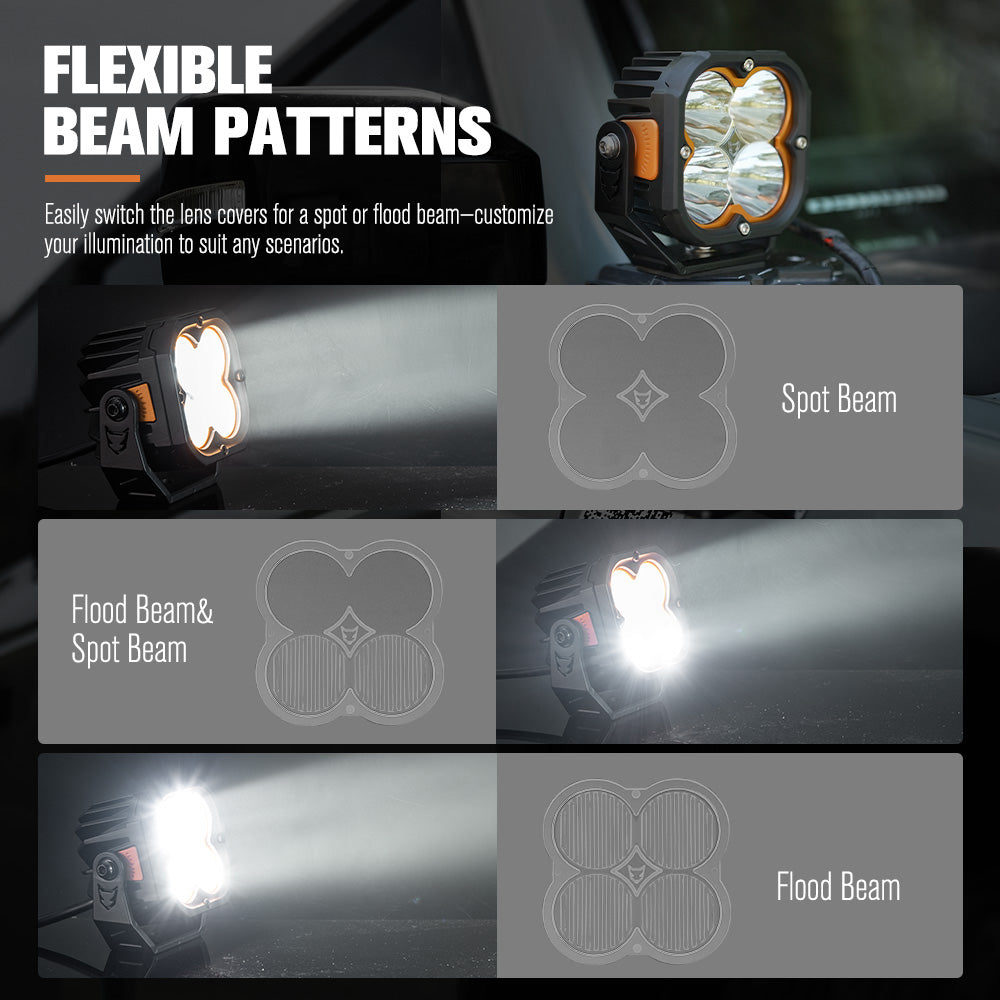 Lightfox Cygnus-4 3-inch LED Pod Lights: 3,834 Lumens, 1,248ft Spot Beam, IP68 Waterproof Off-Road Driving Pair