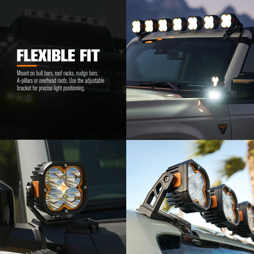 Lightfox Cygnus-4 3-inch LED Pod Lights: 3,834 Lumens, 1,248ft Spot Beam, IP68 Waterproof Off-Road Driving Pair
