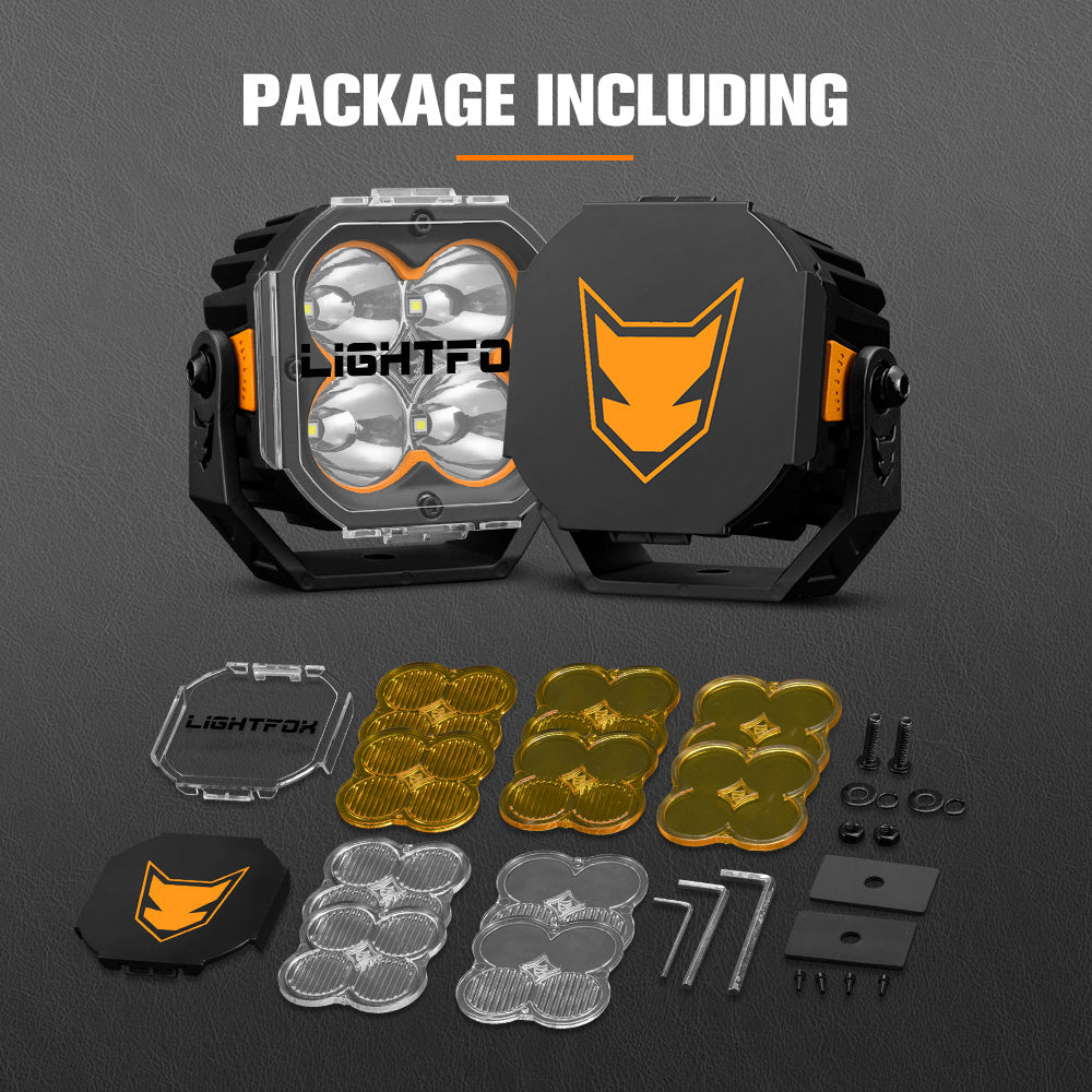 Lightfox Cygnus-4 3-inch LED Pod Lights: 3,834 Lumens, 1,248ft Spot Beam, IP68 Waterproof Off-Road Driving Pair